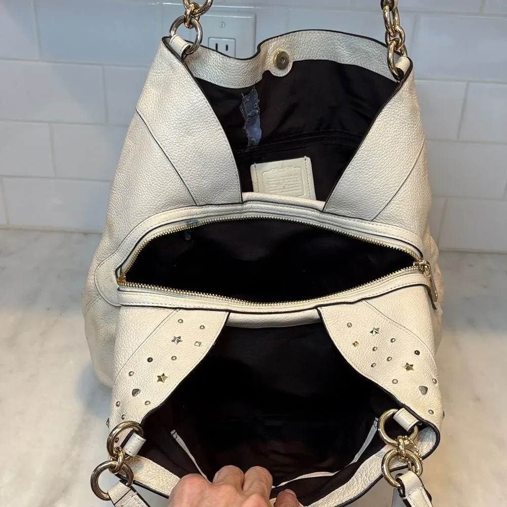 Coach Bag Purse Handbag Leather Lexy Stardust Stud Pebbled Shoulder Pocketbook